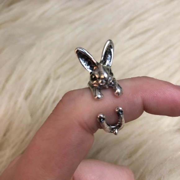 Silver Bunny Rabbit Statement Ring‎ Adjustable - Picture 3 of 7